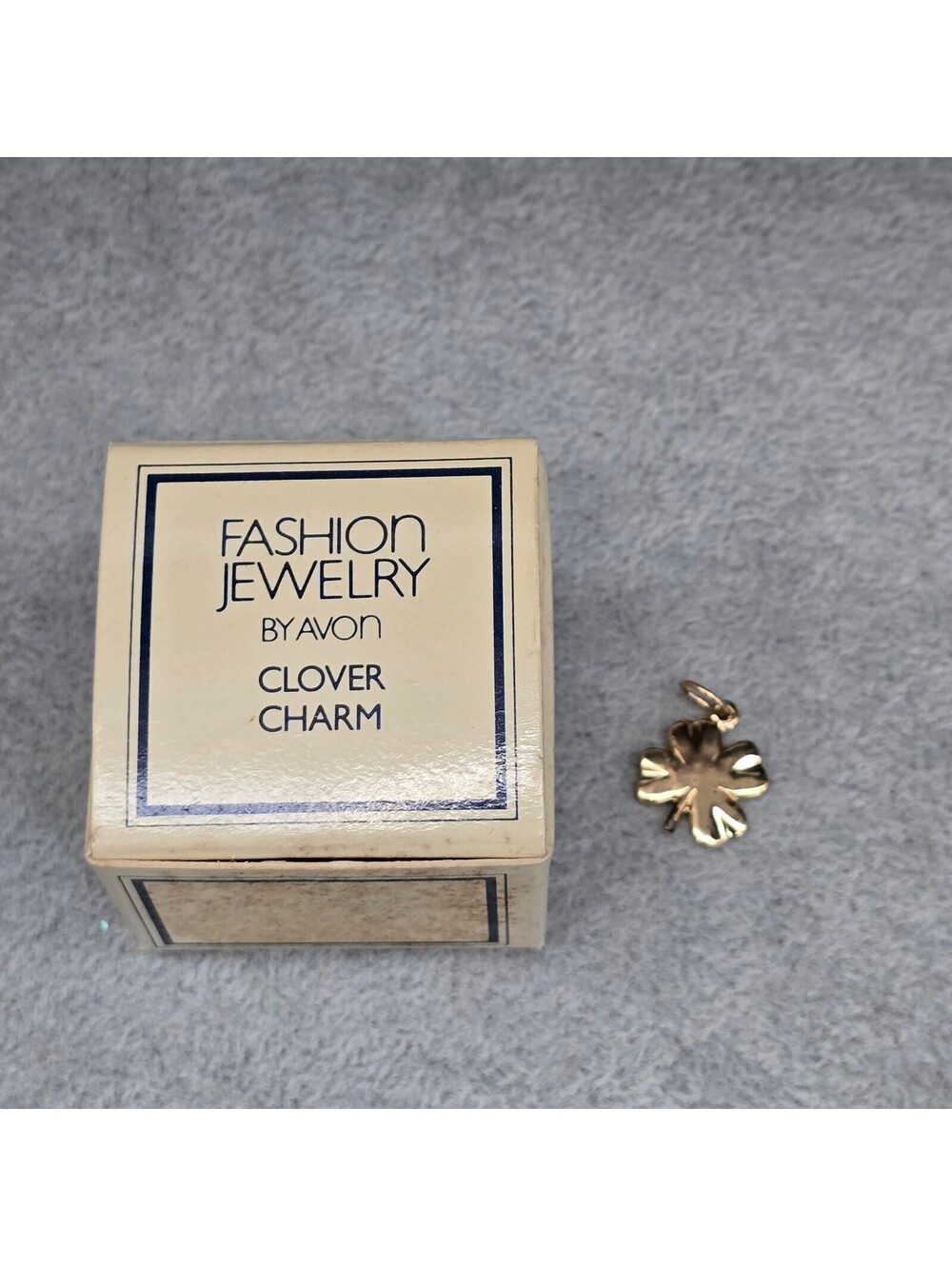Vintage Avon Clover Charm Pendant Gold Tone With Original Box 1980s Shamrock